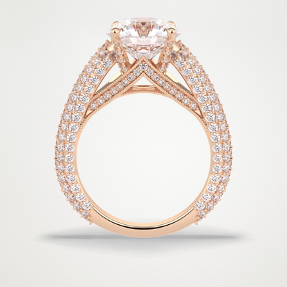 Round Pave Lab Grown Diamond Engagement Ring