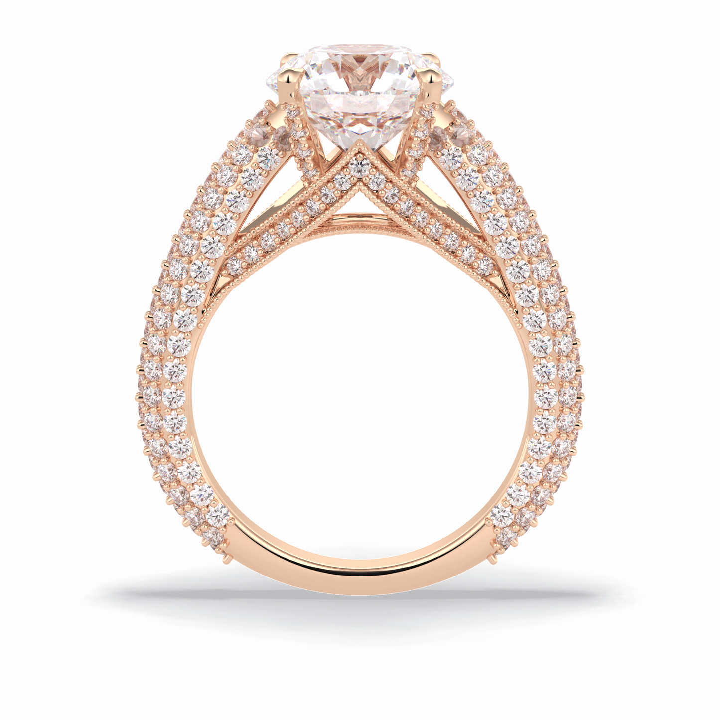 Round Pave Lab Grown Diamond Engagement Ring