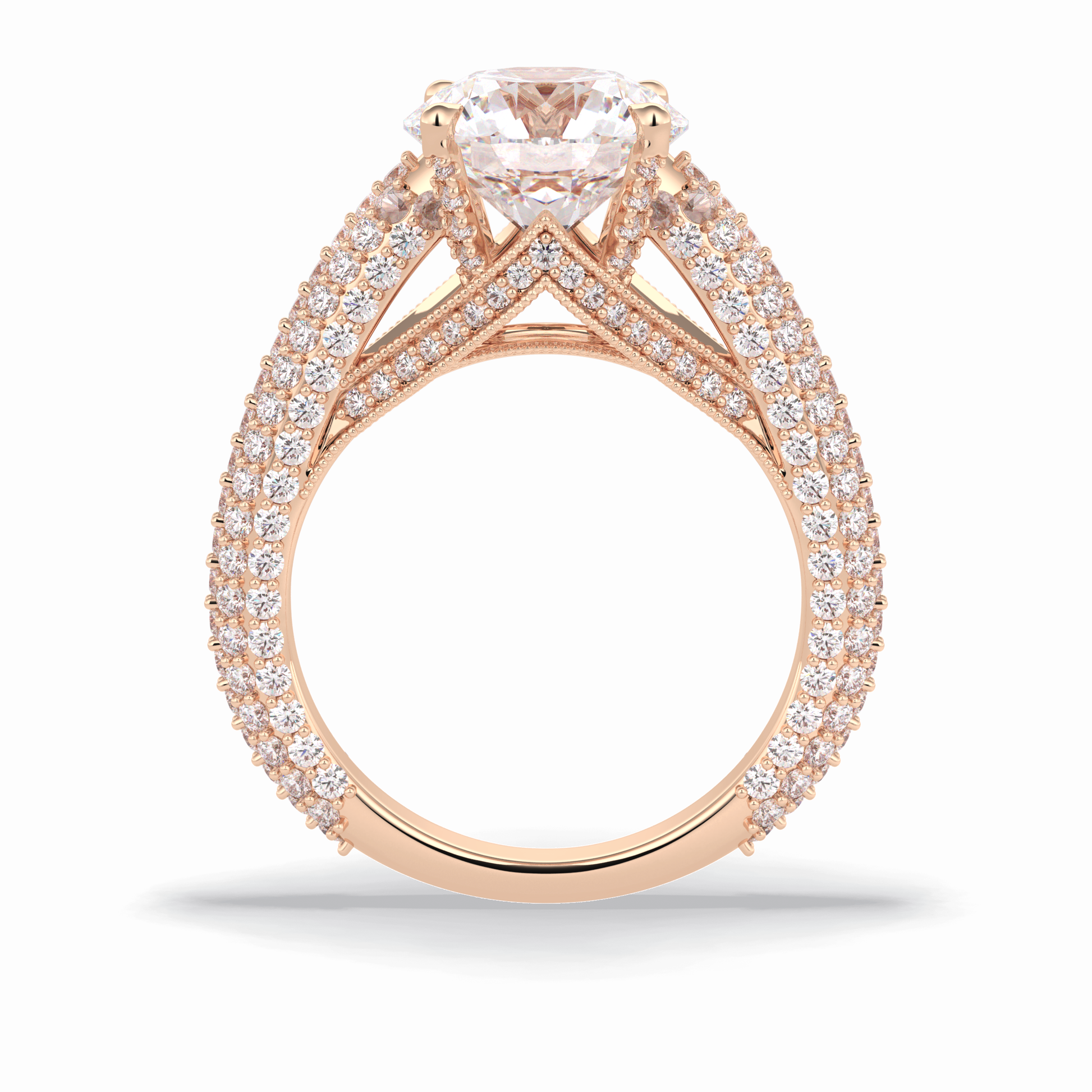Round Pave Lab Grown Diamond Engagement Ring