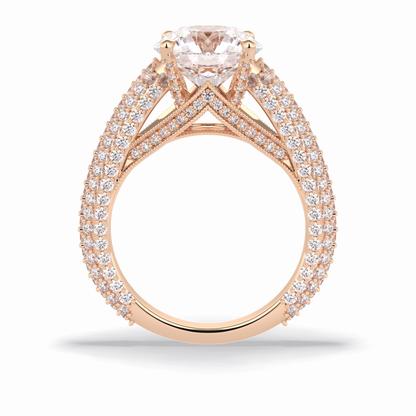 Round Pave Lab Grown Diamond Engagement Ring