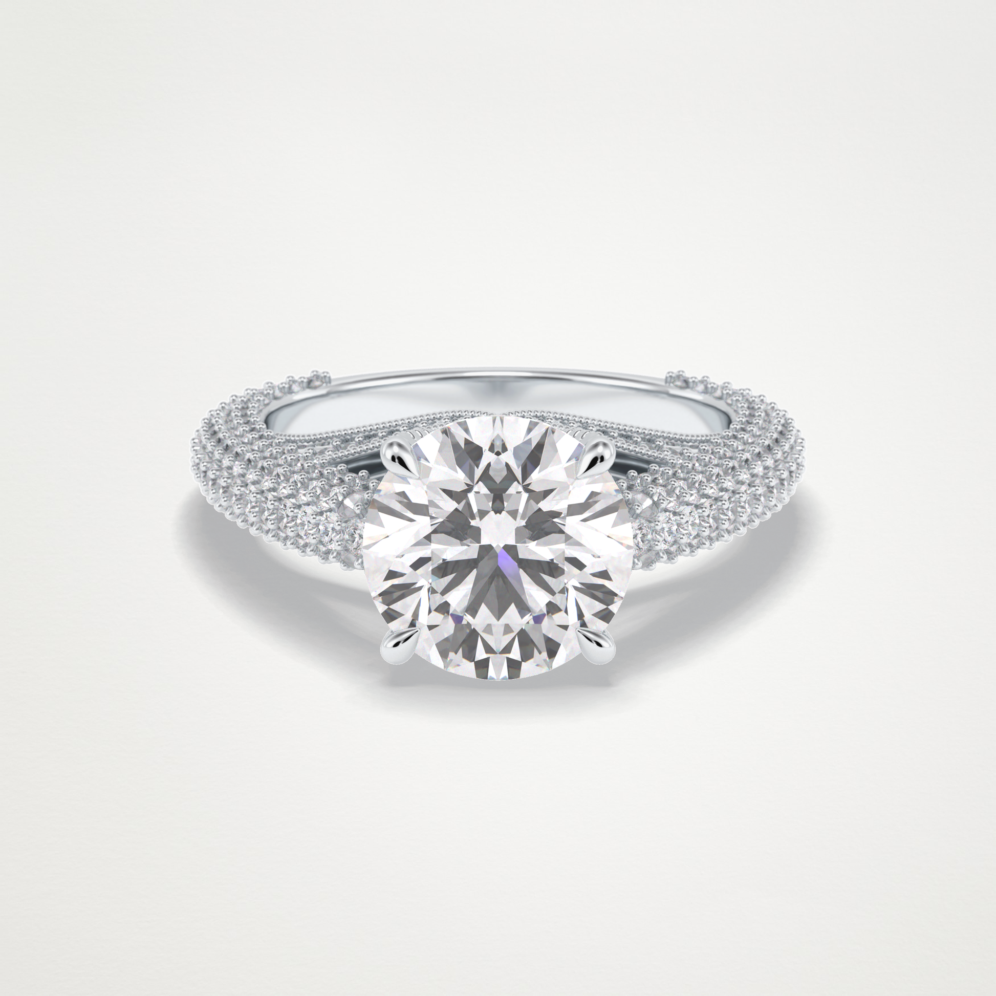 Round Pave Lab Grown Diamond Engagement Ring