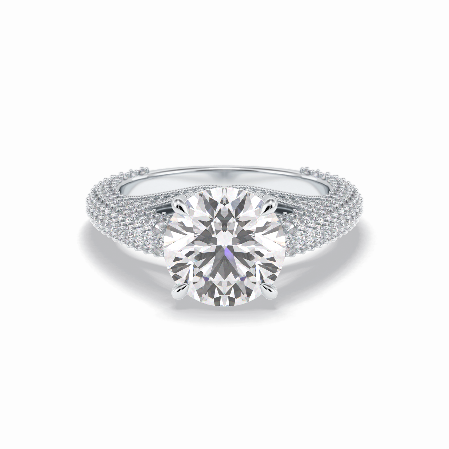 Round Pave Lab Grown Diamond Engagement Ring