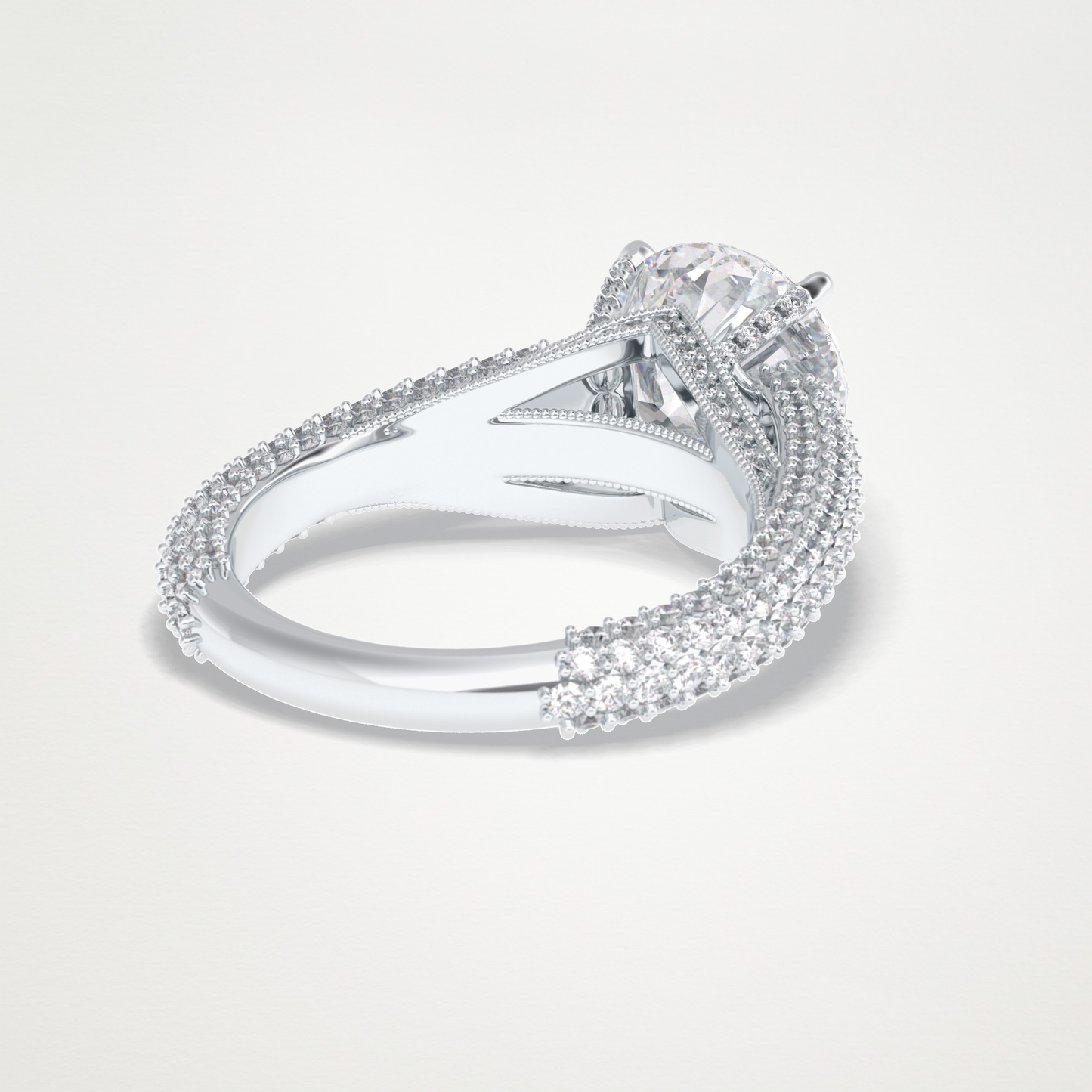 Round Pave Lab Grown Diamond Engagement Ring