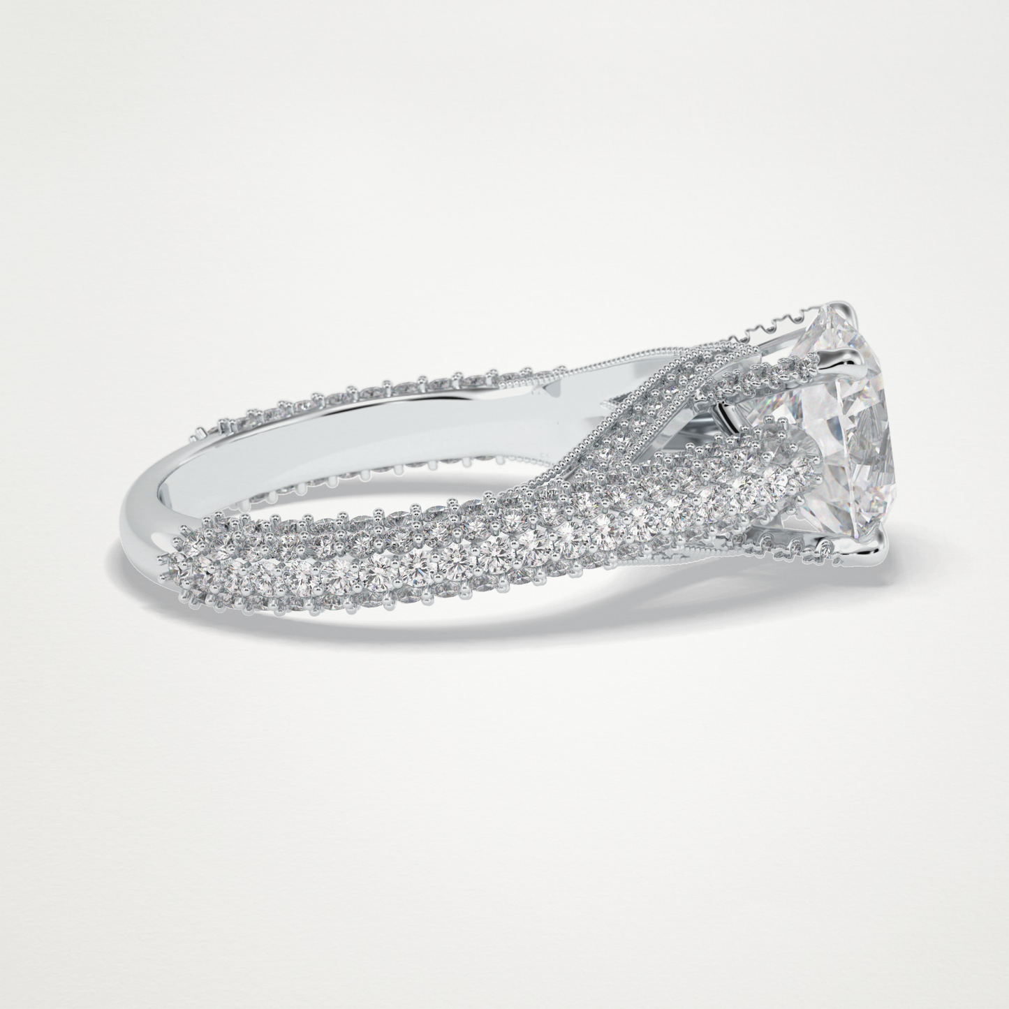 Round Pave Lab Grown Diamond Engagement Ring