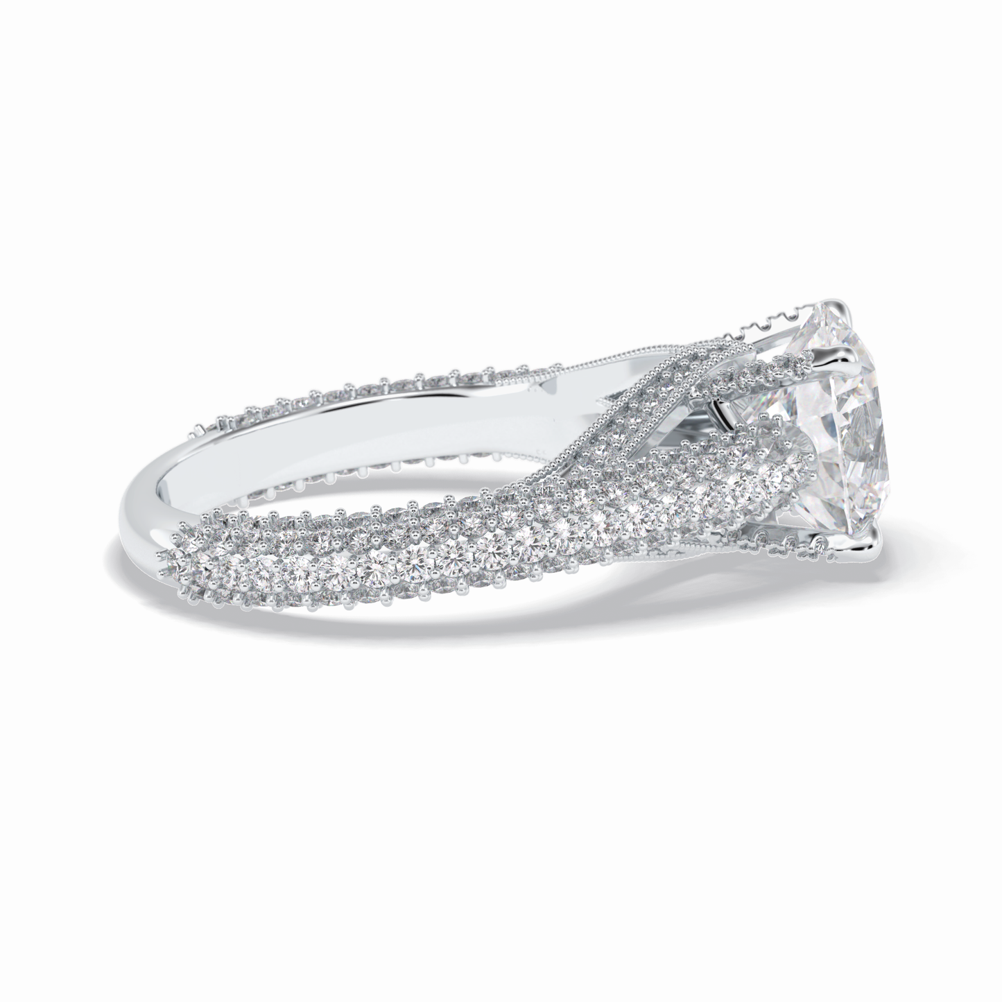 Round Pave Lab Grown Diamond Engagement Ring