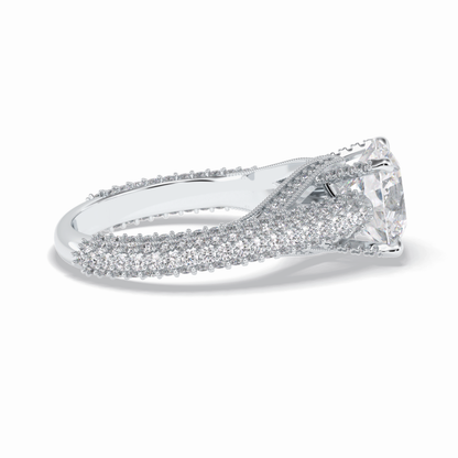 Round Pave Lab Grown Diamond Engagement Ring