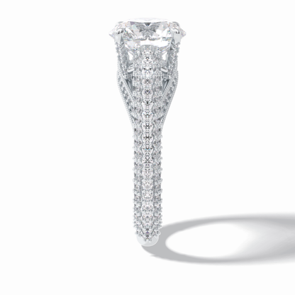 Round Pave Lab Grown Diamond Engagement Ring
