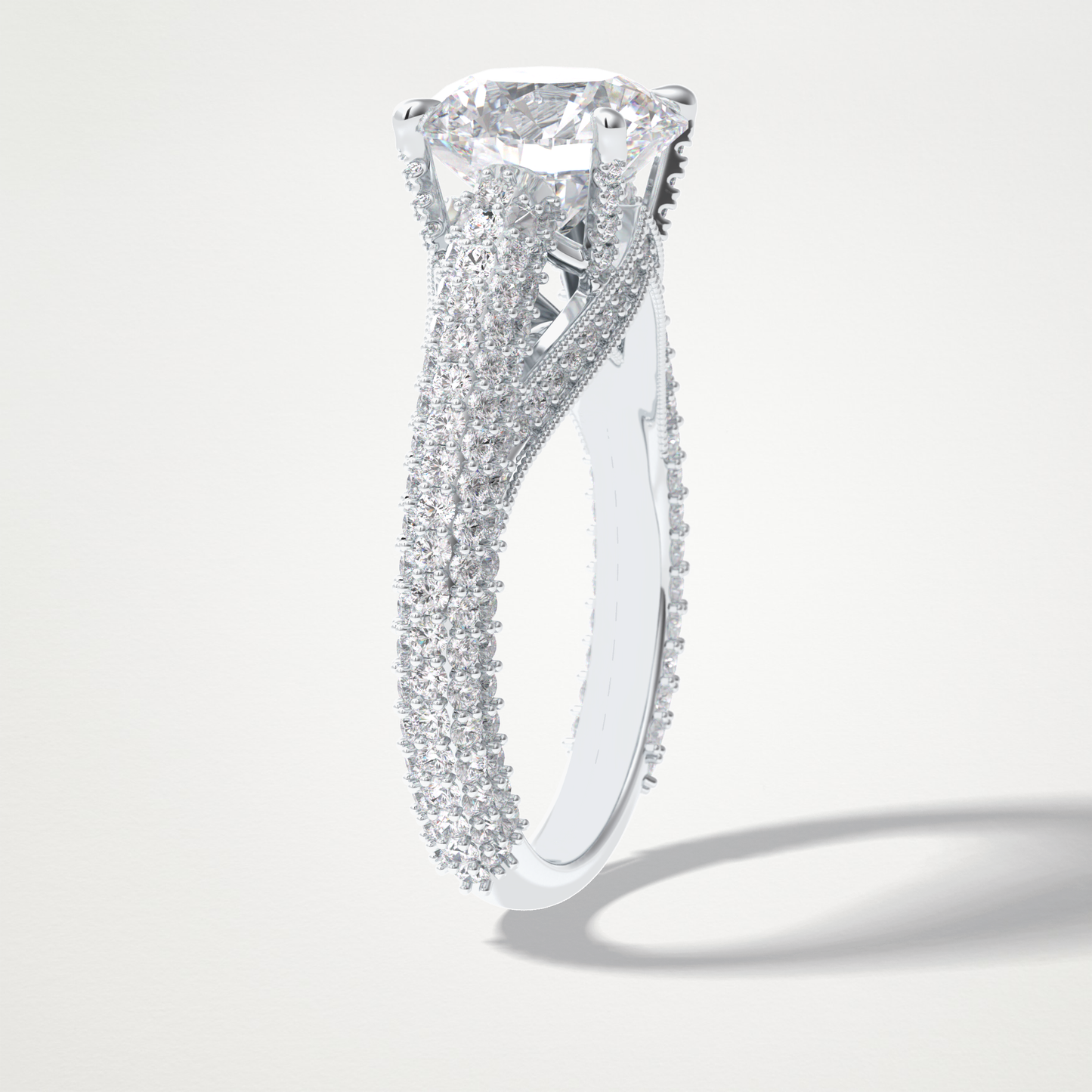 Round Pave Lab Grown Diamond Engagement Ring