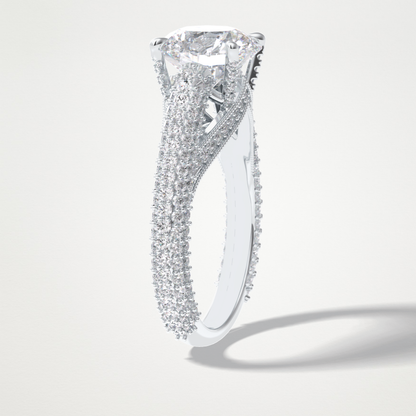 Round Pave Lab Grown Diamond Engagement Ring