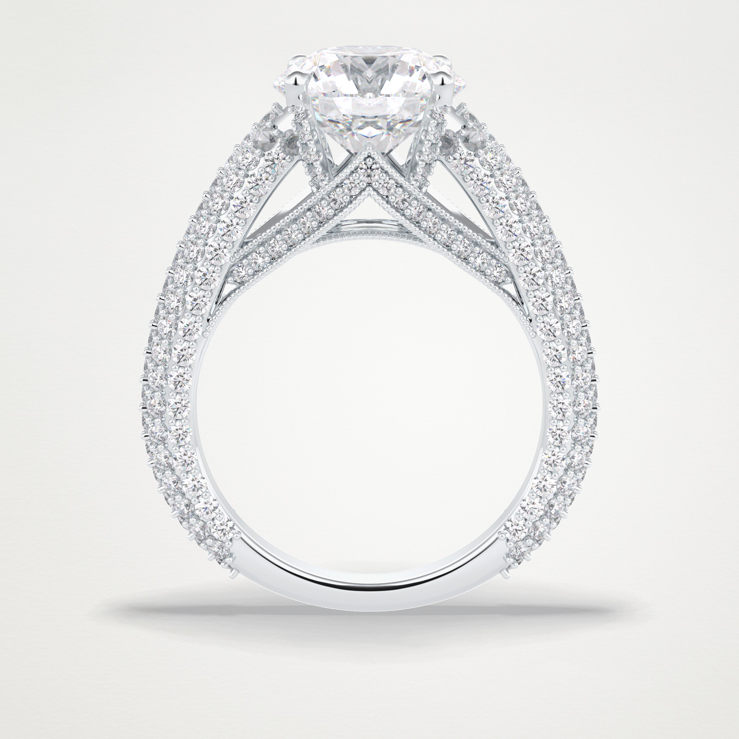 Round Pave Lab Grown Diamond Engagement Ring