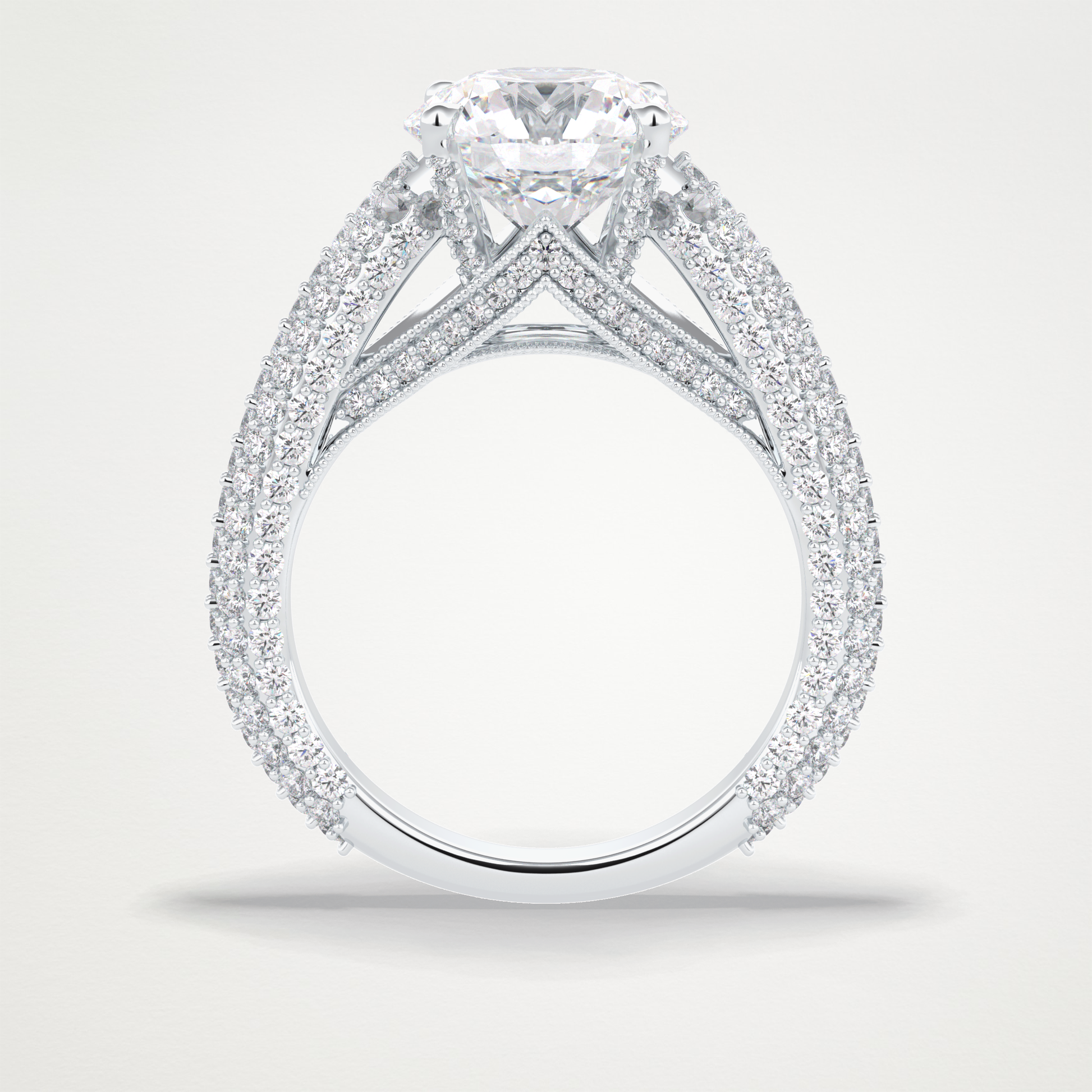 Round Pave Lab Grown Diamond Engagement Ring