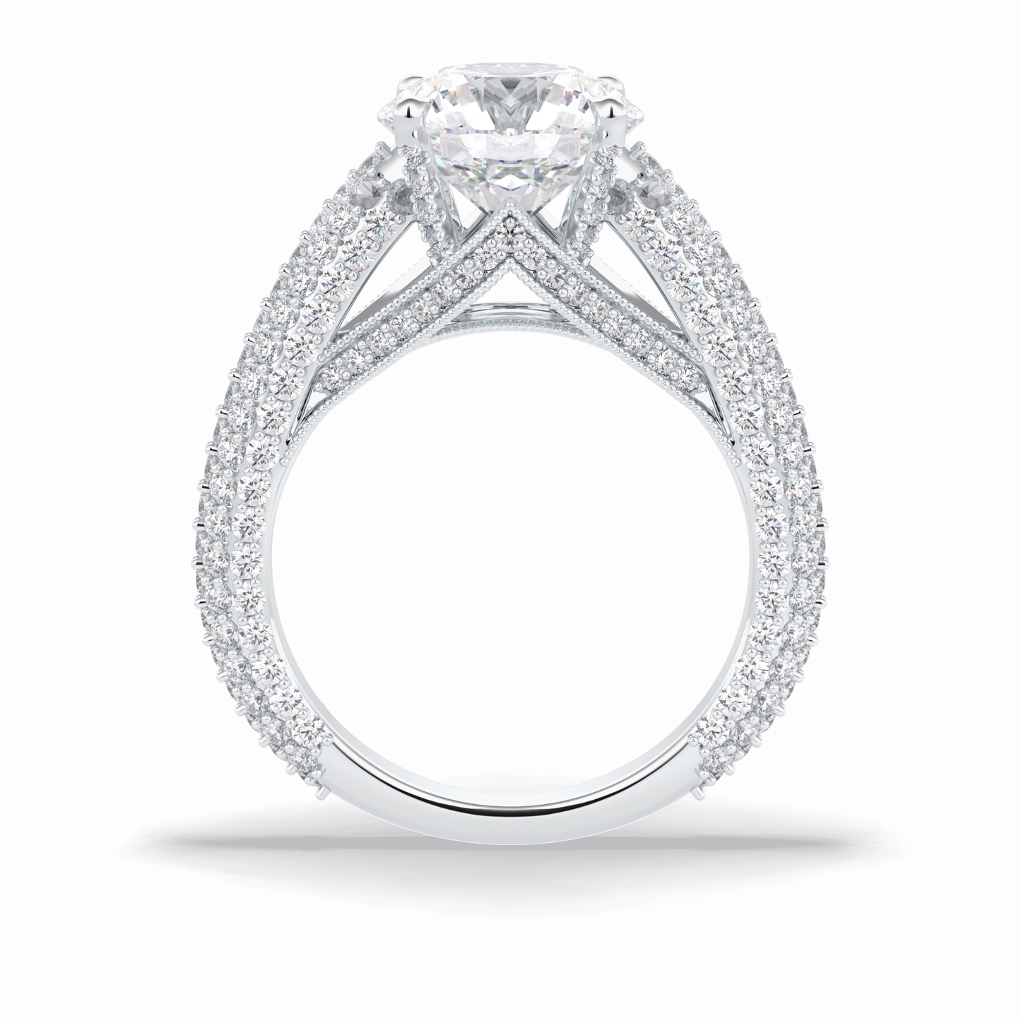 Round Pave Lab Grown Diamond Engagement Ring