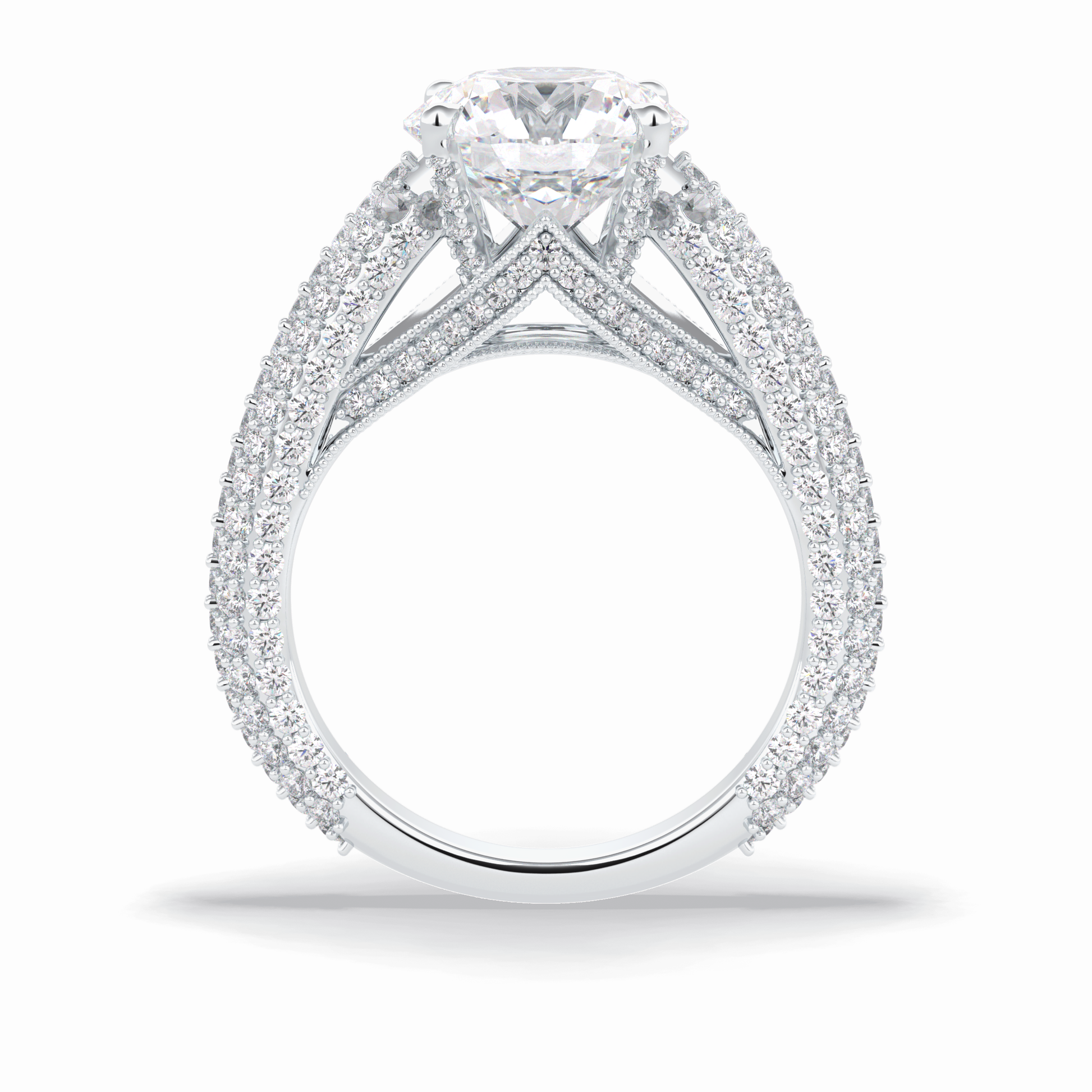 Round Pave Lab Grown Diamond Engagement Ring