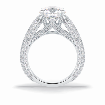 Round Pave Lab Grown Diamond Engagement Ring