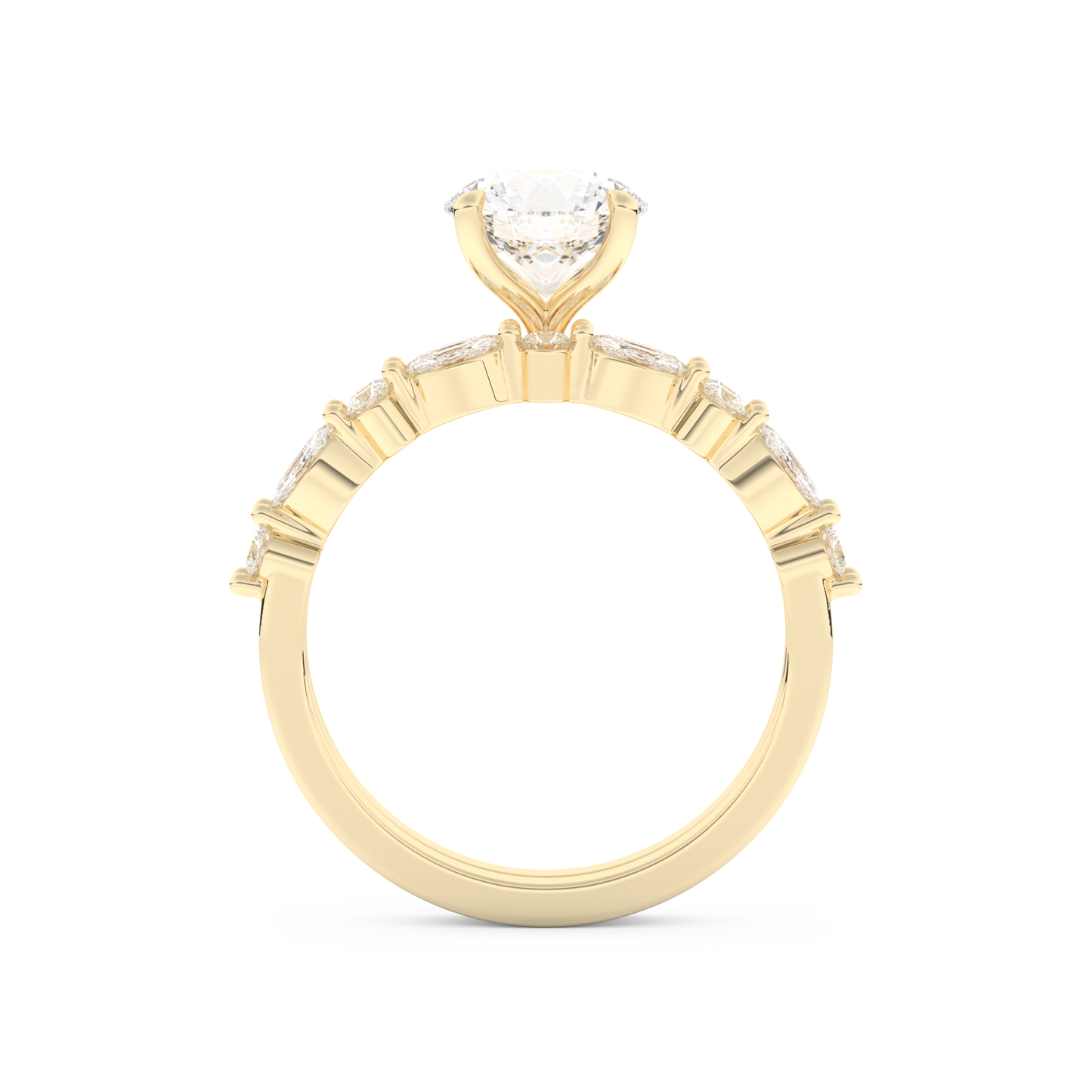 Round Cut Moissanite Bridal Set with Pave Settings– 1.29 CT Center, 0.48 TCW Accents