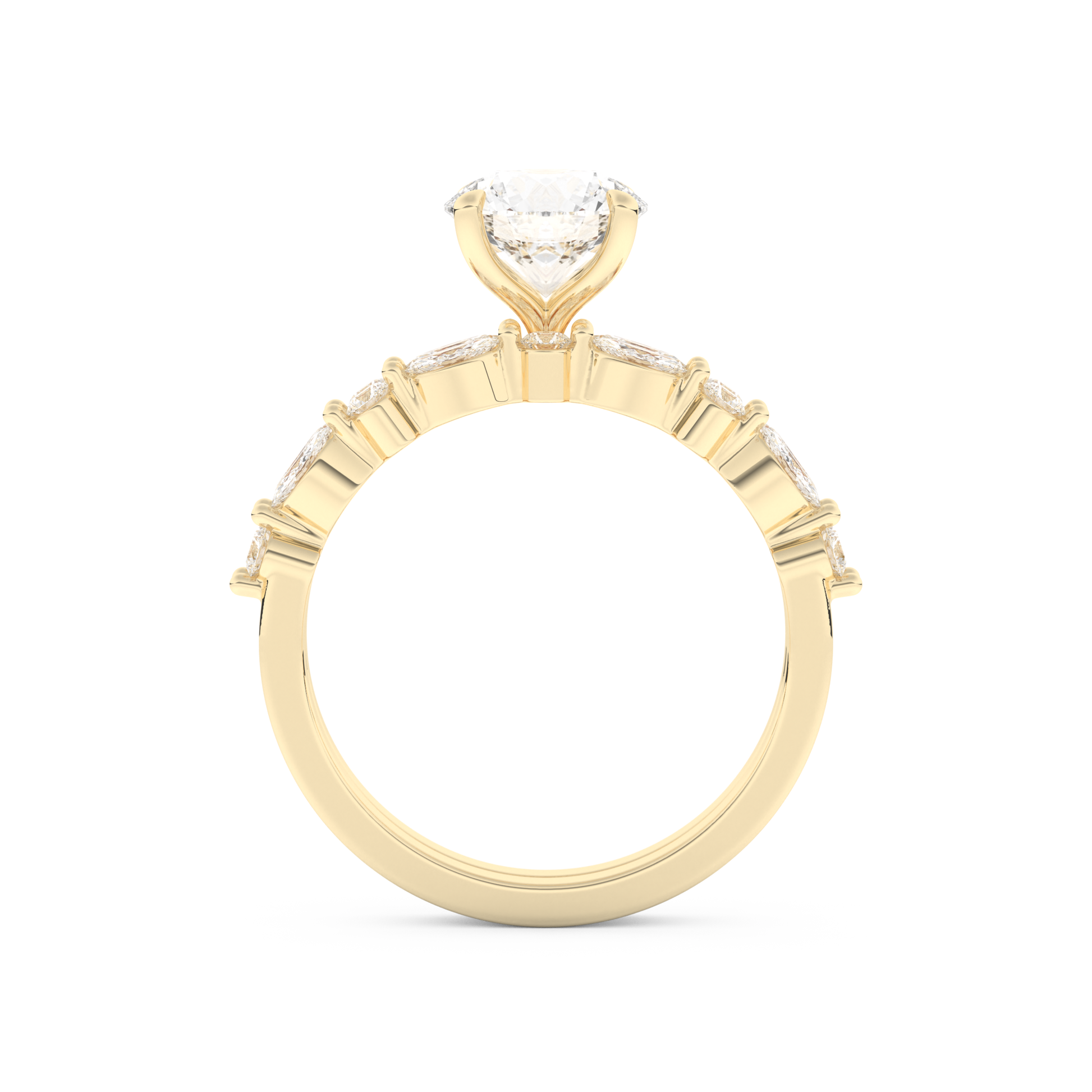 Round Cut Moissanite Bridal Set with Pave Settings– 1.29 CT Center, 0.48 TCW Accents