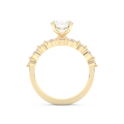 Round Cut Moissanite Bridal Set with Pave Settings– 1.29 CT Center, 0.48 TCW Accents