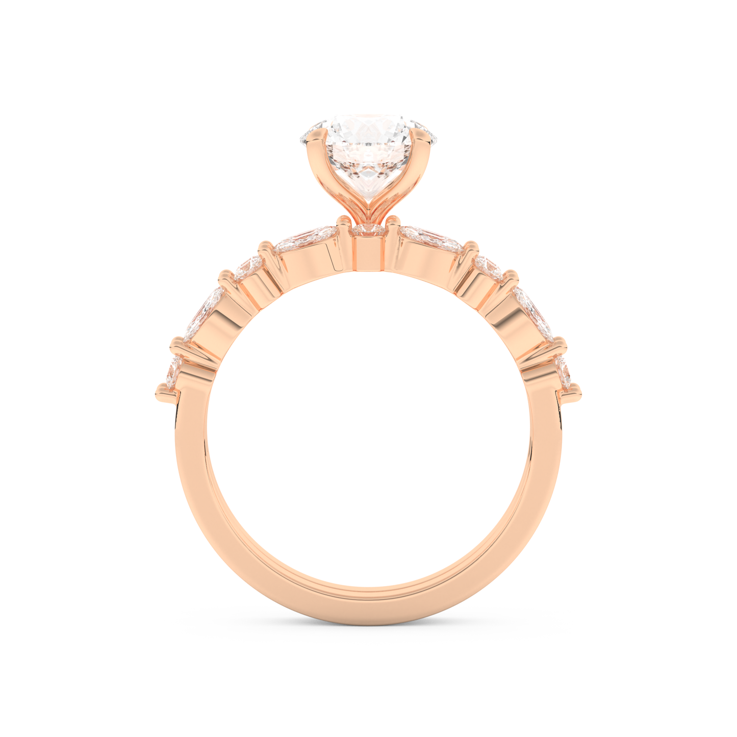Round Cut Moissanite Bridal Set with Pave Settings– 1.29 CT Center, 0.48 TCW Accents
