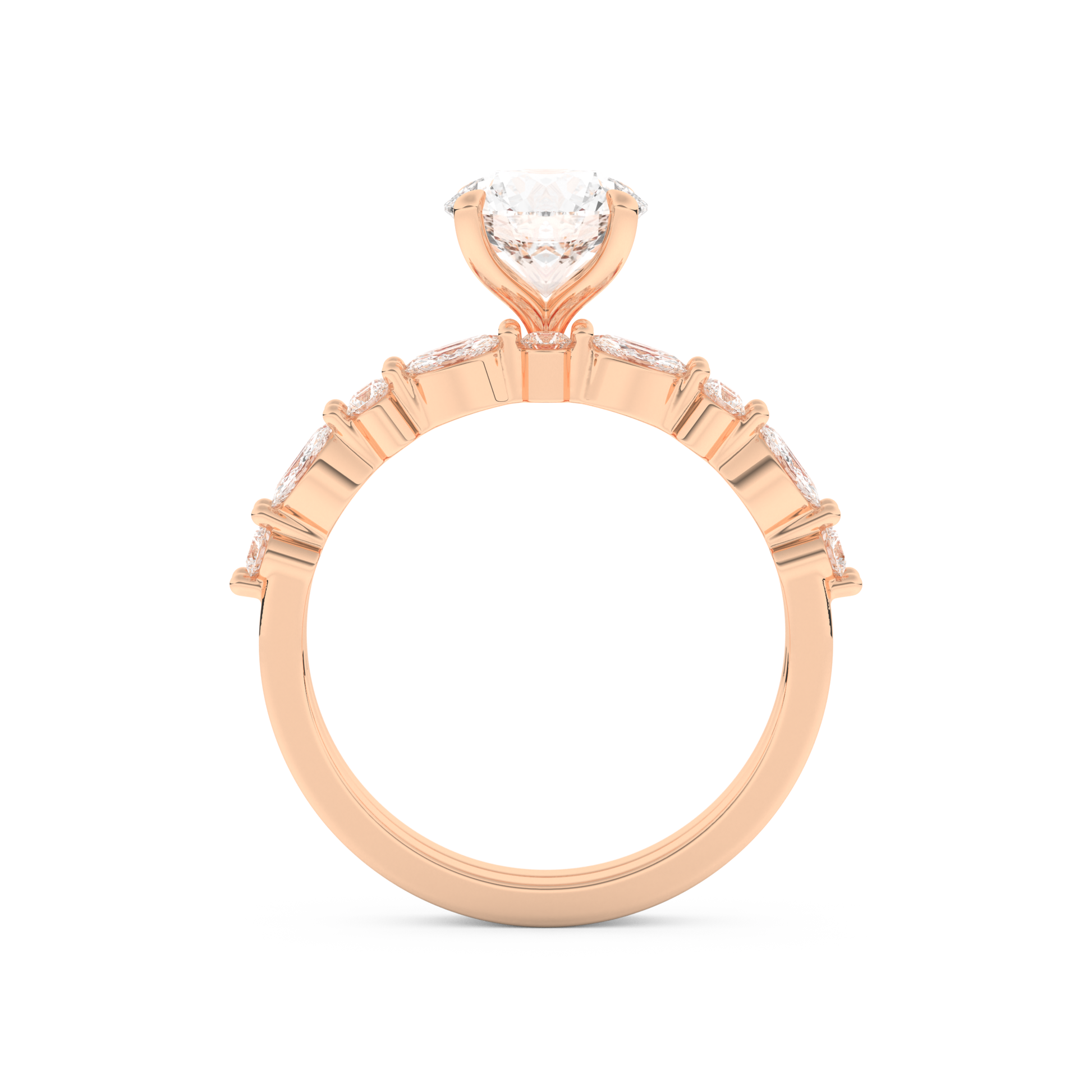 Round Cut Moissanite Bridal Set with Pave Settings– 1.29 CT Center, 0.48 TCW Accents