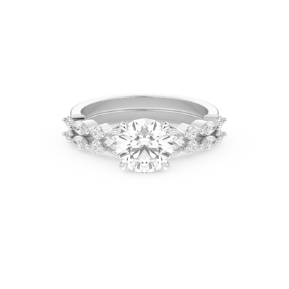 Round Cut Moissanite Bridal Set with Pave Settings– 1.29 CT Center, 0.48 TCW Accents