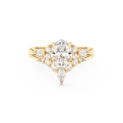 Oval Cut Moissanite Bridal Set with Cluster Settings– 1.22 CT Center, 0.55 TCW Accents 7