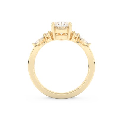 Oval Cut Moissanite Bridal Set with Cluster Settings– 1.22 CT Center, 0.55 TCW Accents 11