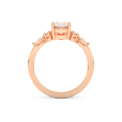 Oval Cut Moissanite Bridal Set with Cluster Settings– 1.22 CT Center, 0.55 TCW Accents 17