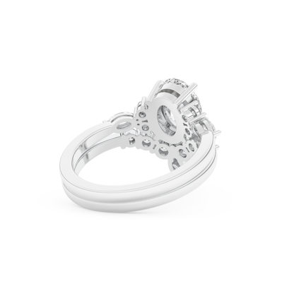 Oval Cut Moissanite Bridal Set with Cluster Settings– 1.22 CT Center, 0.55 TCW Accents 3