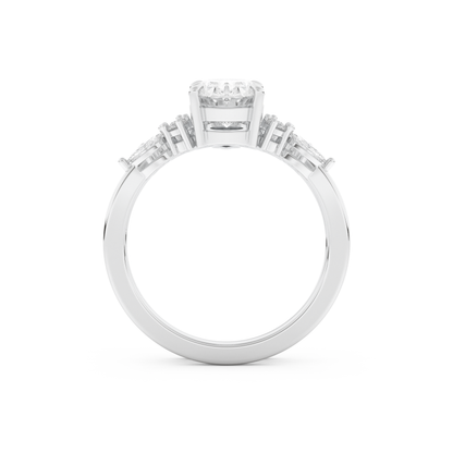 Oval Cut Moissanite Bridal Set with Cluster Settings– 1.22 CT Center, 0.55 TCW Accents 5