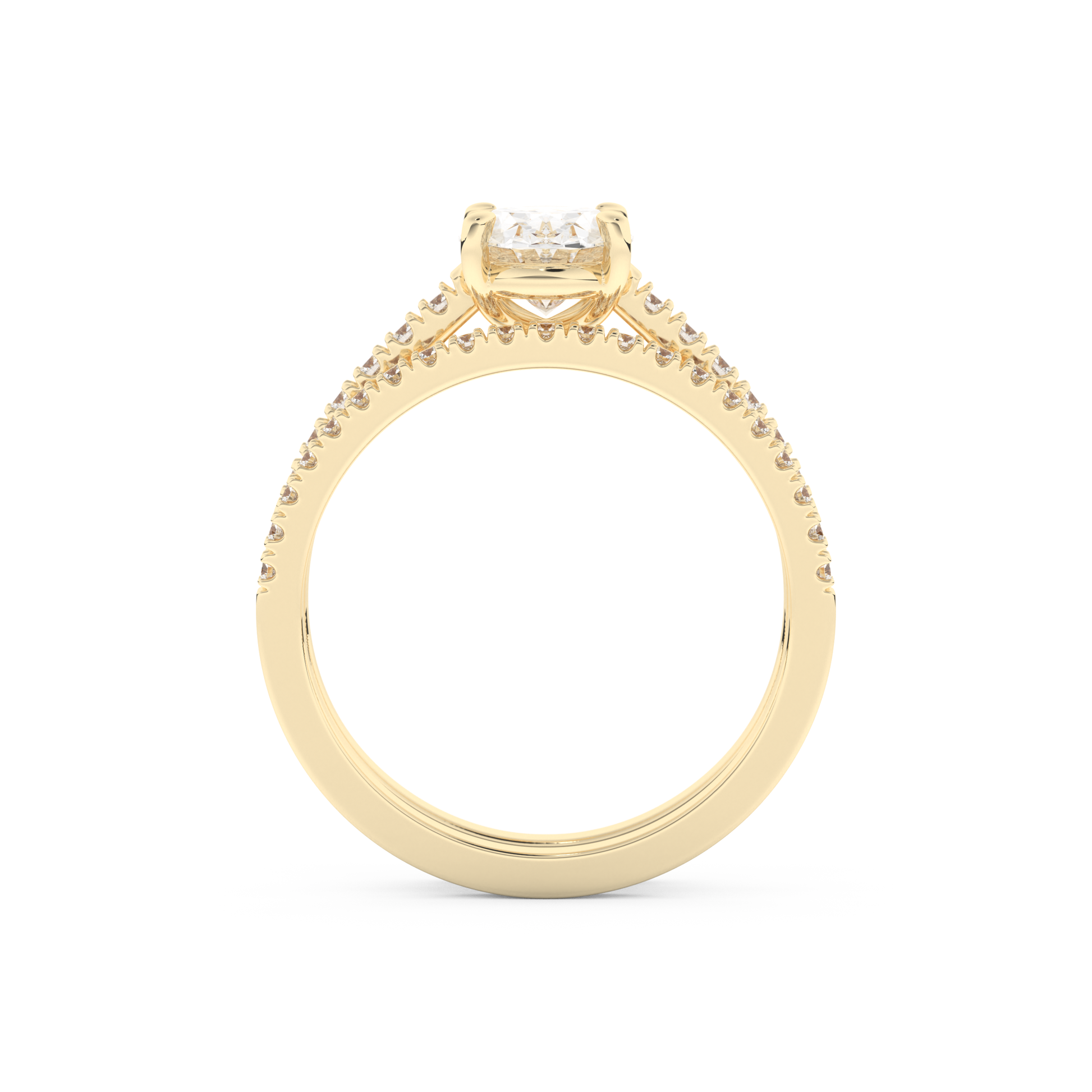 Oval Cut Moissanite Bridal Set with Pave Settings– 1.09 CT Center, 0.28 TCW Accents 11