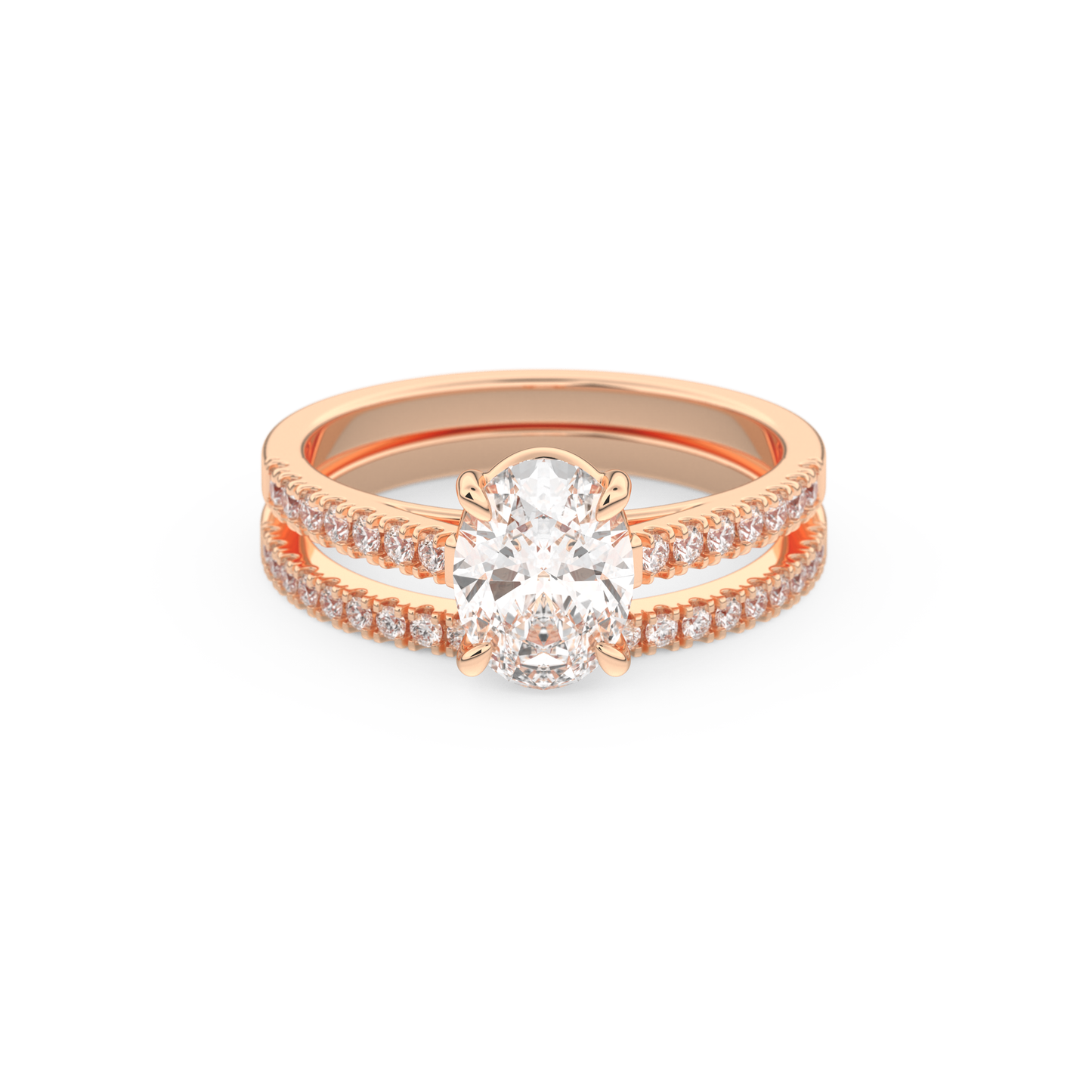 Oval Cut Moissanite Bridal Set with Pave Settings– 1.09 CT Center, 0.28 TCW Accents 13