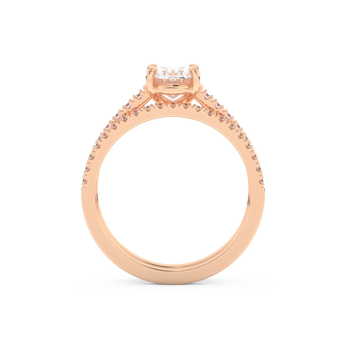 Oval Cut Moissanite Bridal Set with Pave Settings– 1.09 CT Center, 0.28 TCW Accents 17