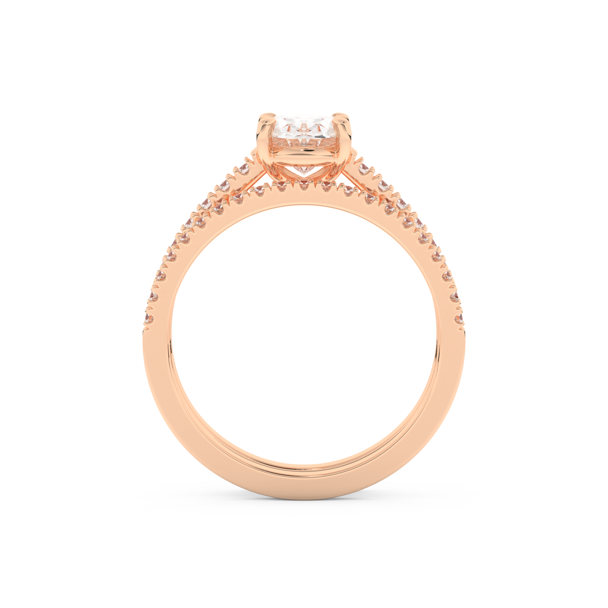 Oval Cut Moissanite Bridal Set with Pave Settings– 1.09 CT Center, 0.28 TCW Accents 17
