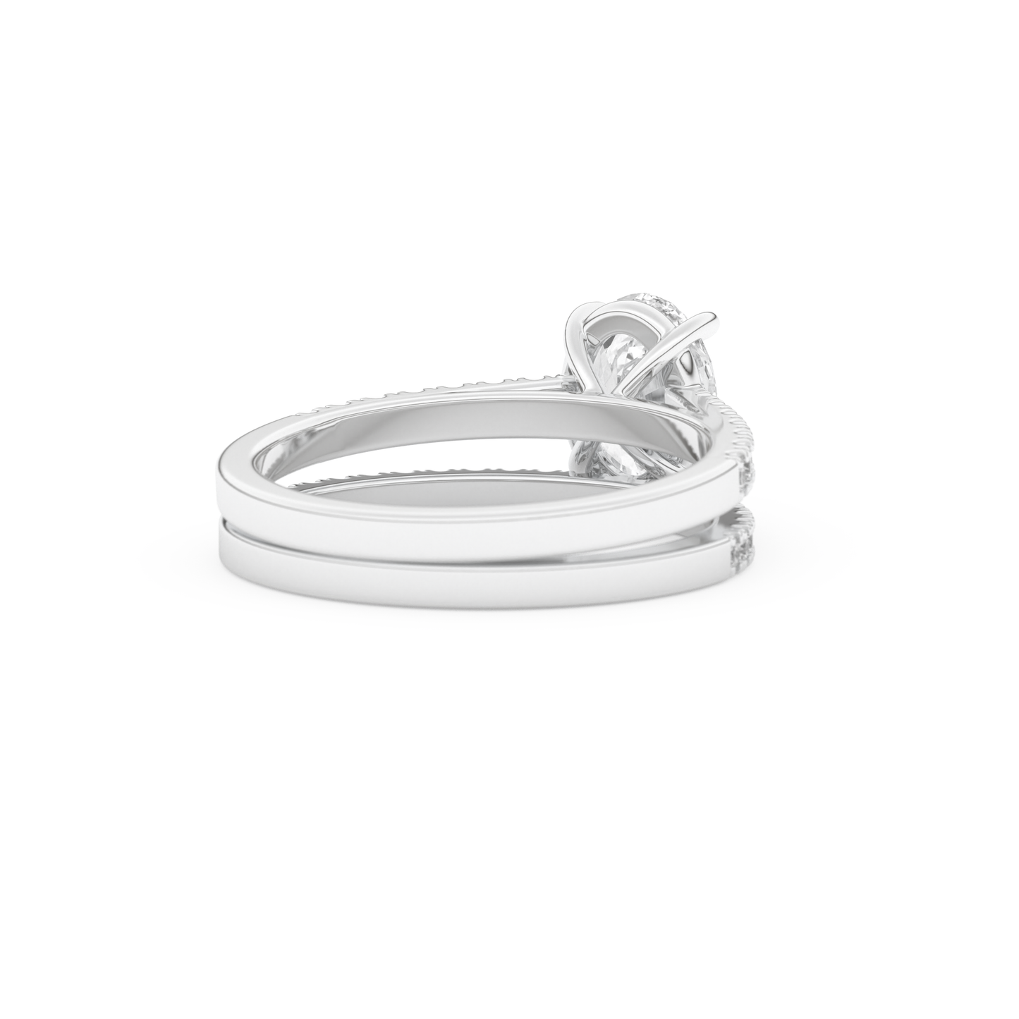 Oval Cut Moissanite Bridal Set with Pave Settings– 1.09 CT Center, 0.28 TCW Accents 3