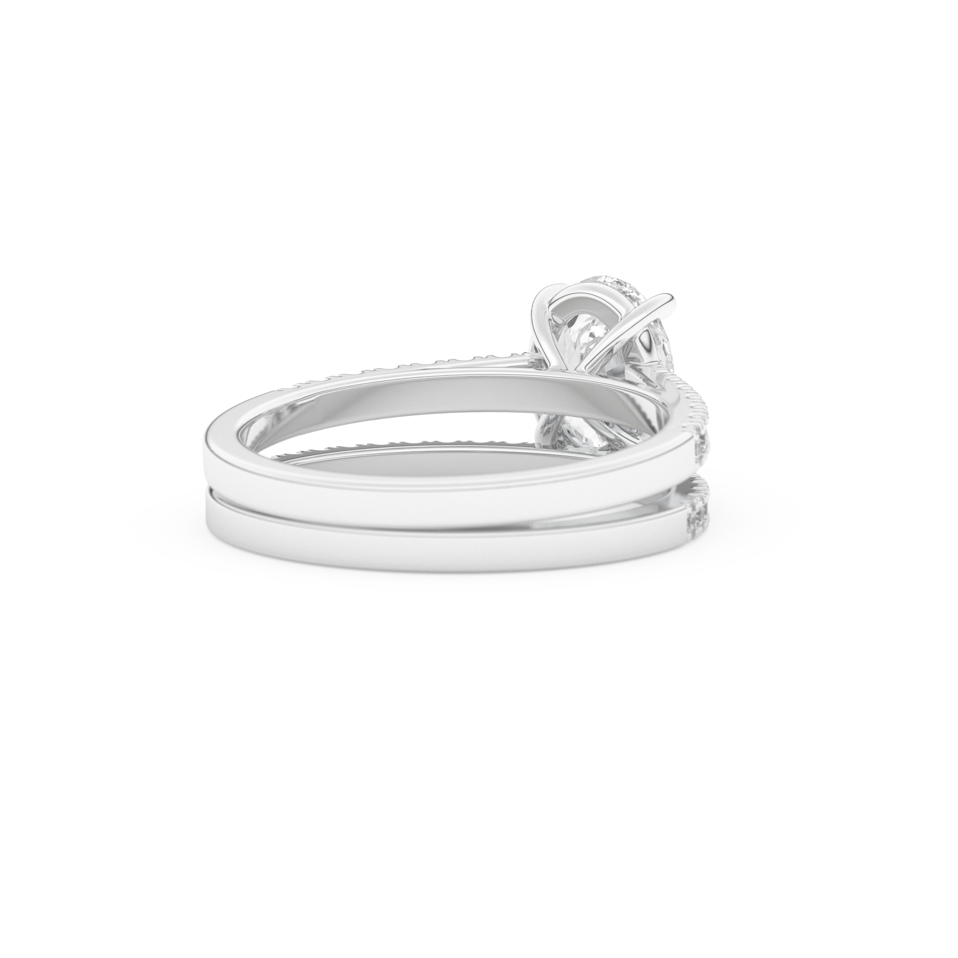 Oval Cut Moissanite Bridal Set with Pave Settings– 1.09 CT Center, 0.28 TCW Accents 3