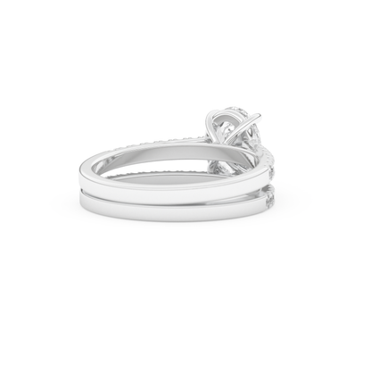 Oval Cut Moissanite Bridal Set with Pave Settings– 1.09 CT Center, 0.28 TCW Accents 3