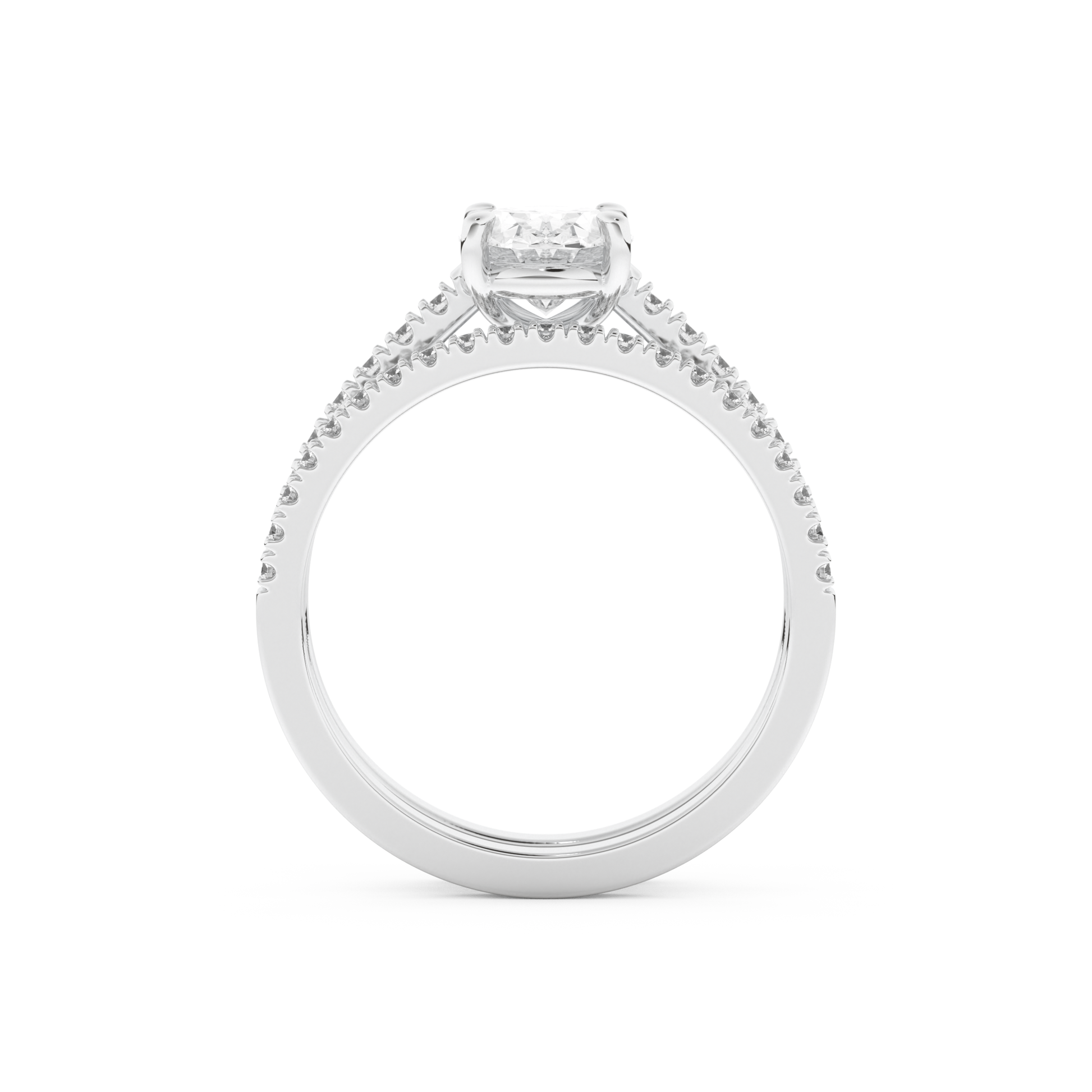 Oval Cut Moissanite Bridal Set with Pave Settings– 1.09 CT Center, 0.28 TCW Accents 5