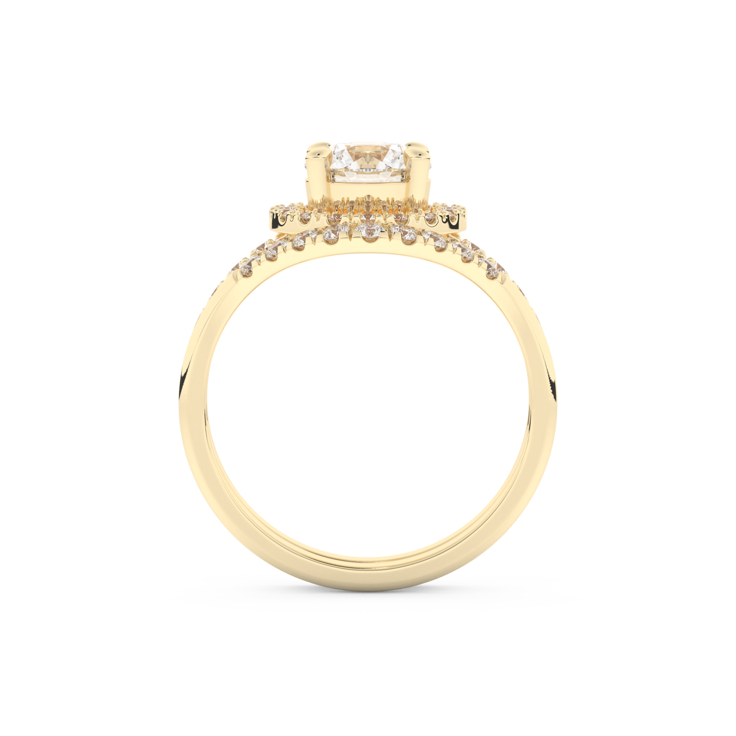 Round Cut Moissanite Bridal Set with Pave Settings– 1.03 CT Center, 0.44 TCW Accents