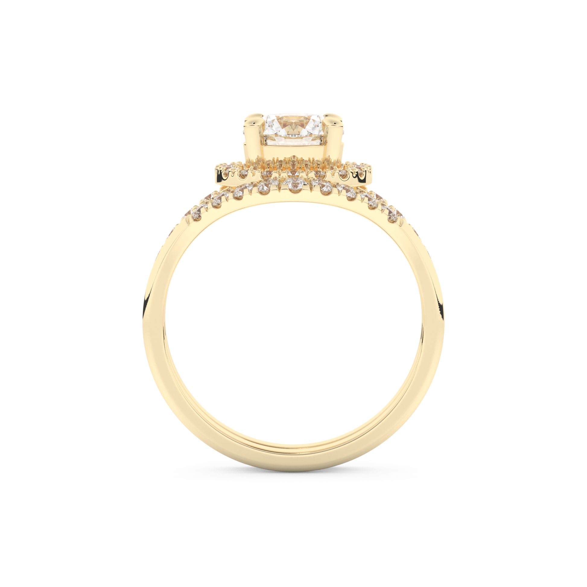 Round Cut Moissanite Bridal Set with Pave Settings– 1.03 CT Center, 0.44 TCW Accents