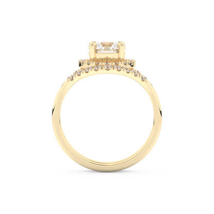 Round Cut Moissanite Bridal Set with Pave Settings– 1.03 CT Center, 0.44 TCW Accents