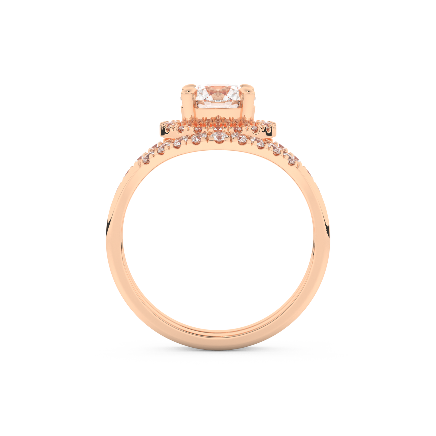 Round Cut Moissanite Bridal Set with Pave Settings– 1.03 CT Center, 0.44 TCW Accents