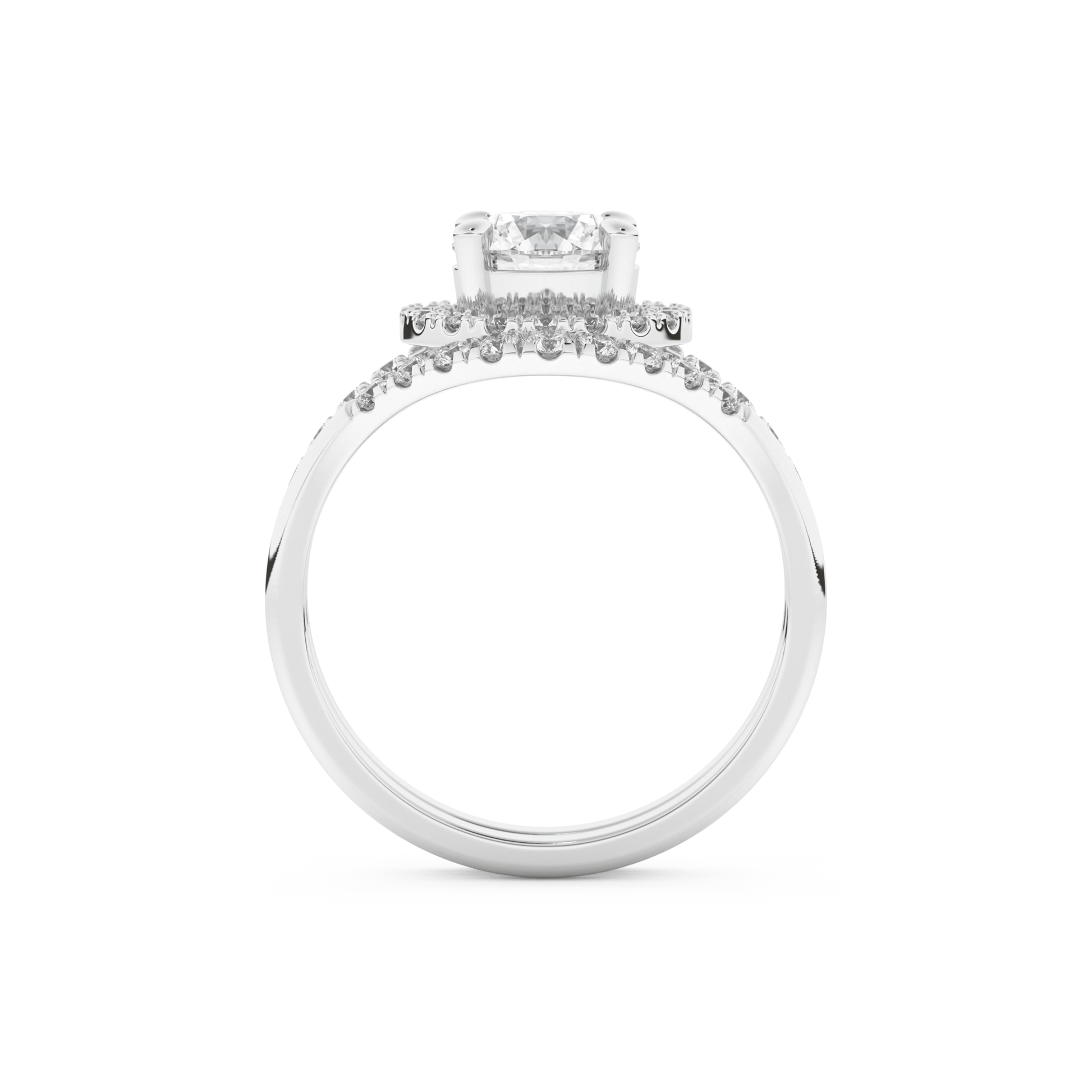 Round Cut Moissanite Bridal Set with Pave Settings– 1.03 CT Center, 0.44 TCW Accents