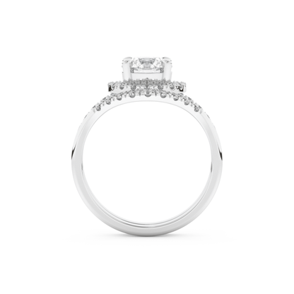 Round Cut Moissanite Bridal Set with Pave Settings– 1.03 CT Center, 0.44 TCW Accents