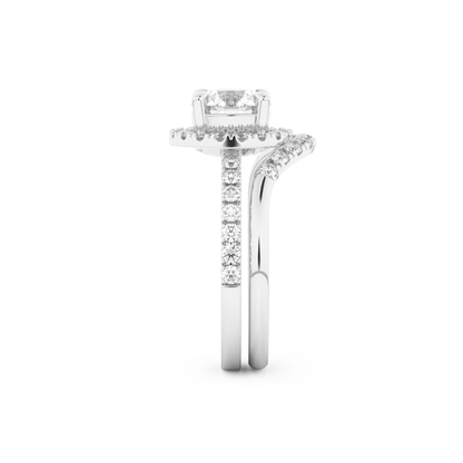 Round Cut Moissanite Bridal Set with Pave Settings– 1.03 CT Center, 0.44 TCW Accents