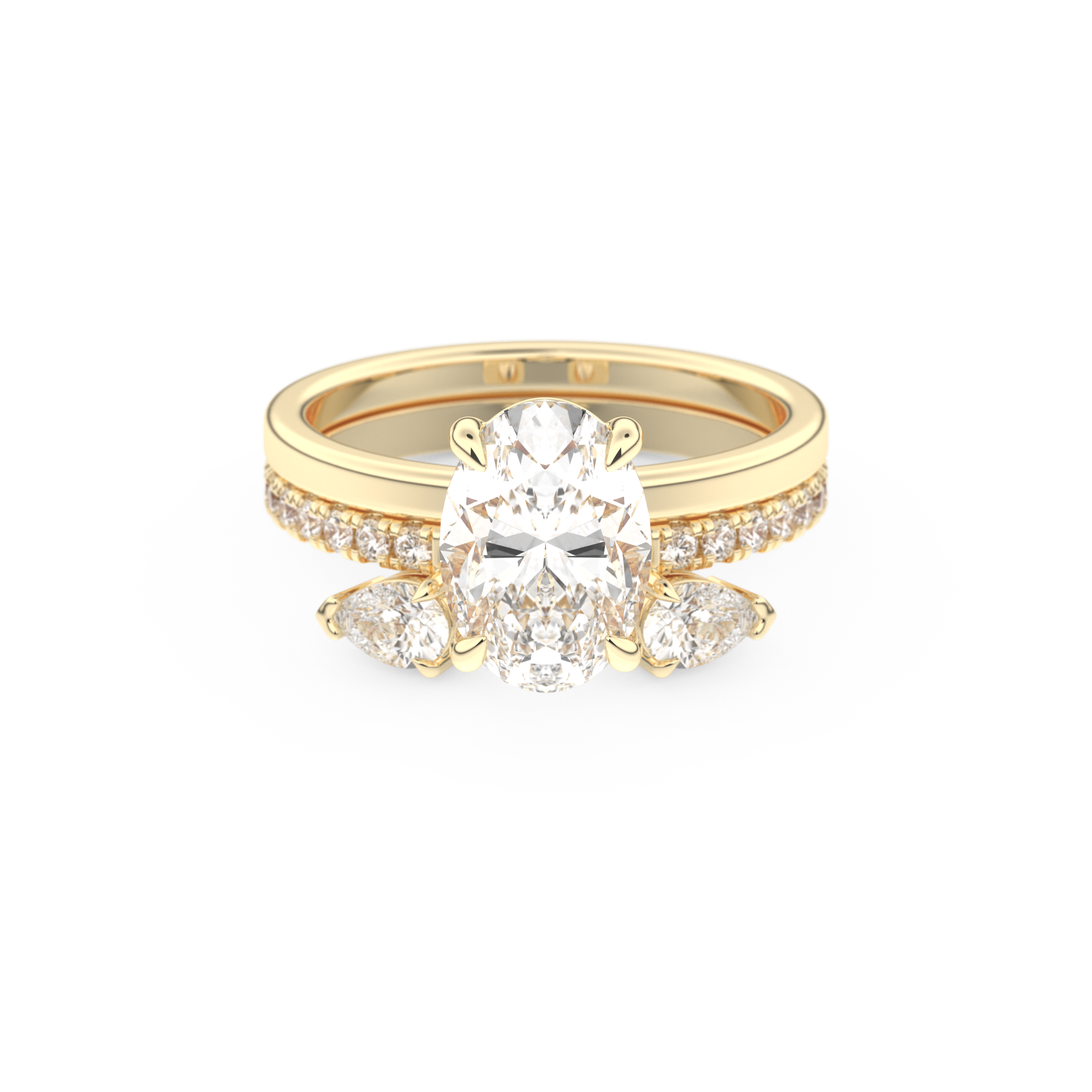 Oval Cut Moissanite Bridal Set with Solitaire Settings– 2.12 CT Center, 0.48 TCW Accents 7