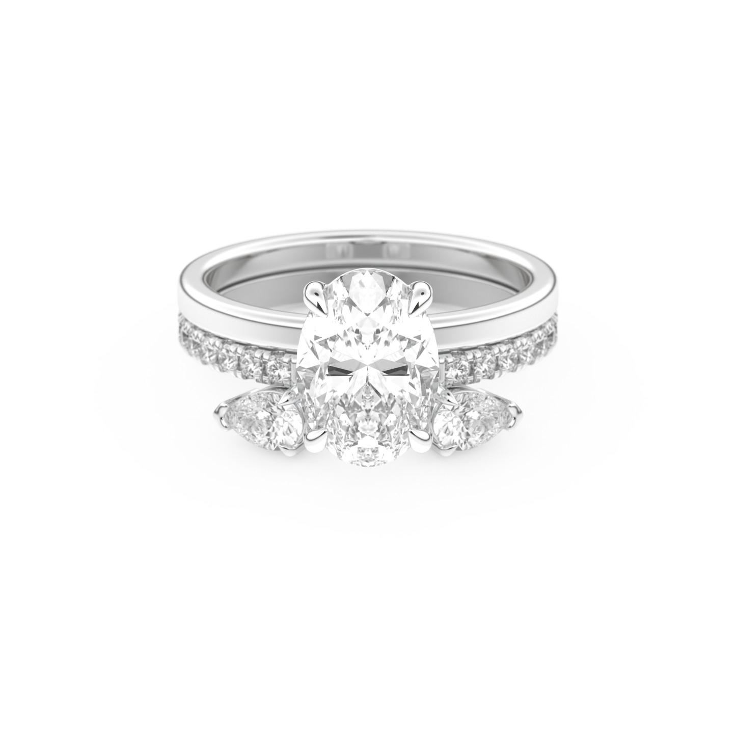 Oval Cut Moissanite Bridal Set with Solitaire Settings– 2.12 CT Center, 0.48 TCW Accents 1