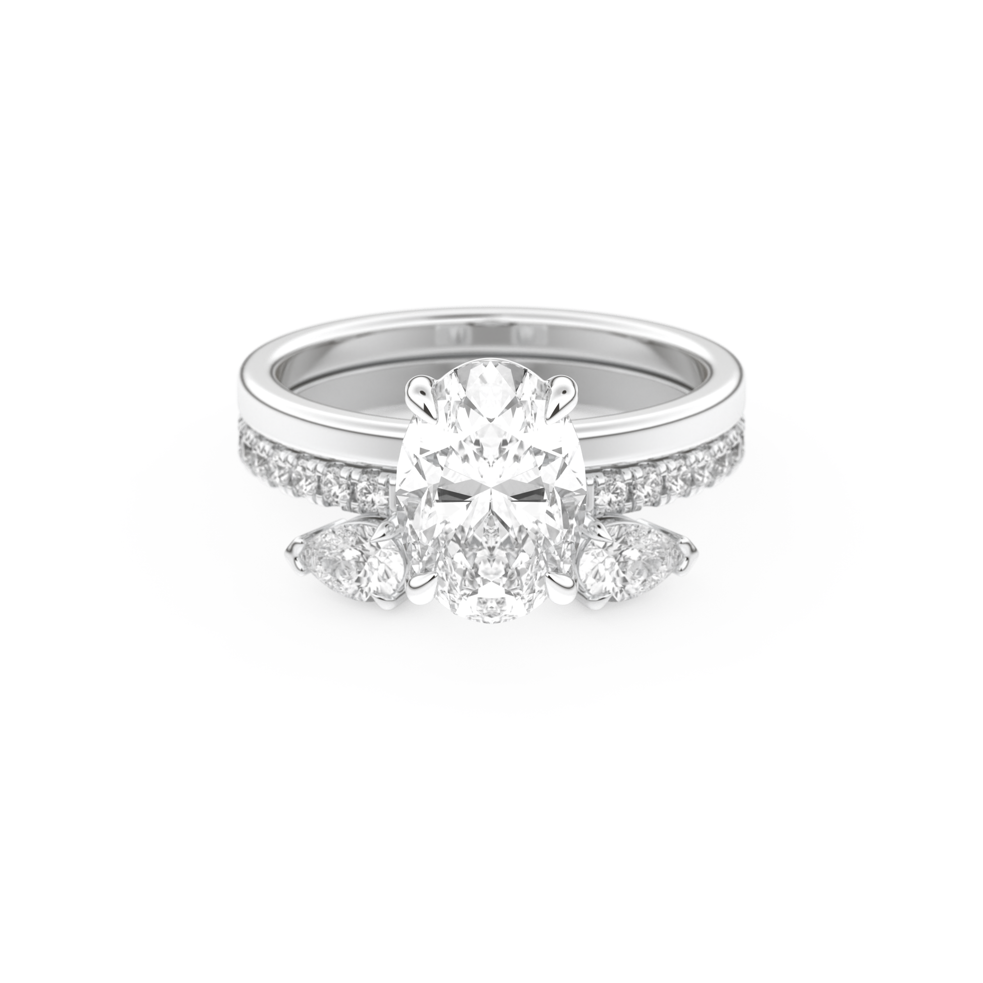 Oval Cut Moissanite Bridal Set with Solitaire Settings– 2.12 CT Center, 0.48 TCW Accents 1