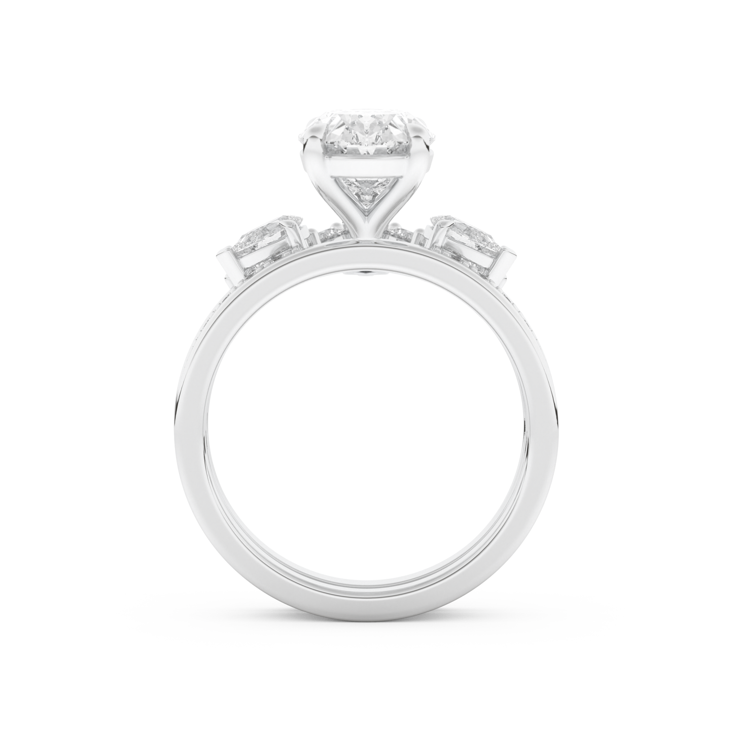 Oval Cut Moissanite Bridal Set with Solitaire Settings– 2.12 CT Center, 0.48 TCW Accents 4