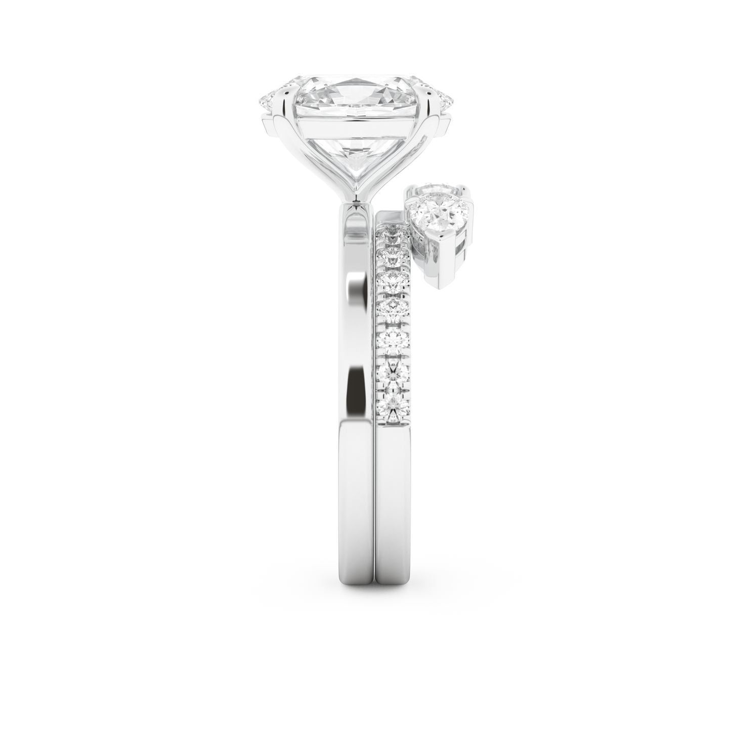 Oval Cut Moissanite Bridal Set with Solitaire Settings– 2.12 CT Center, 0.48 TCW Accents 3