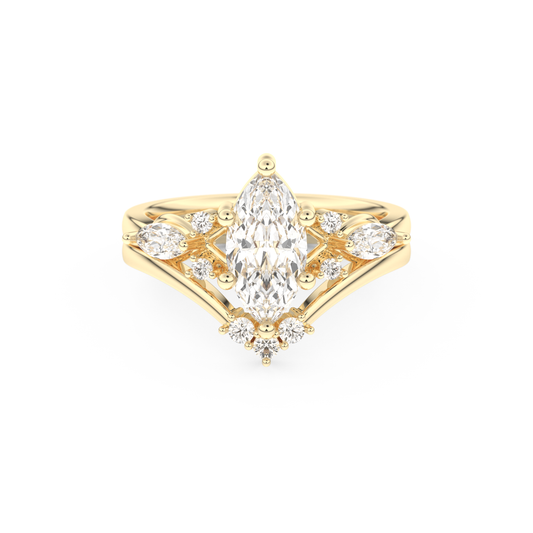 Marquise Cut Moissanite Bridal Set with Solitaire Settings– 1.08 CT Center, 0.32 TCW Accents 7